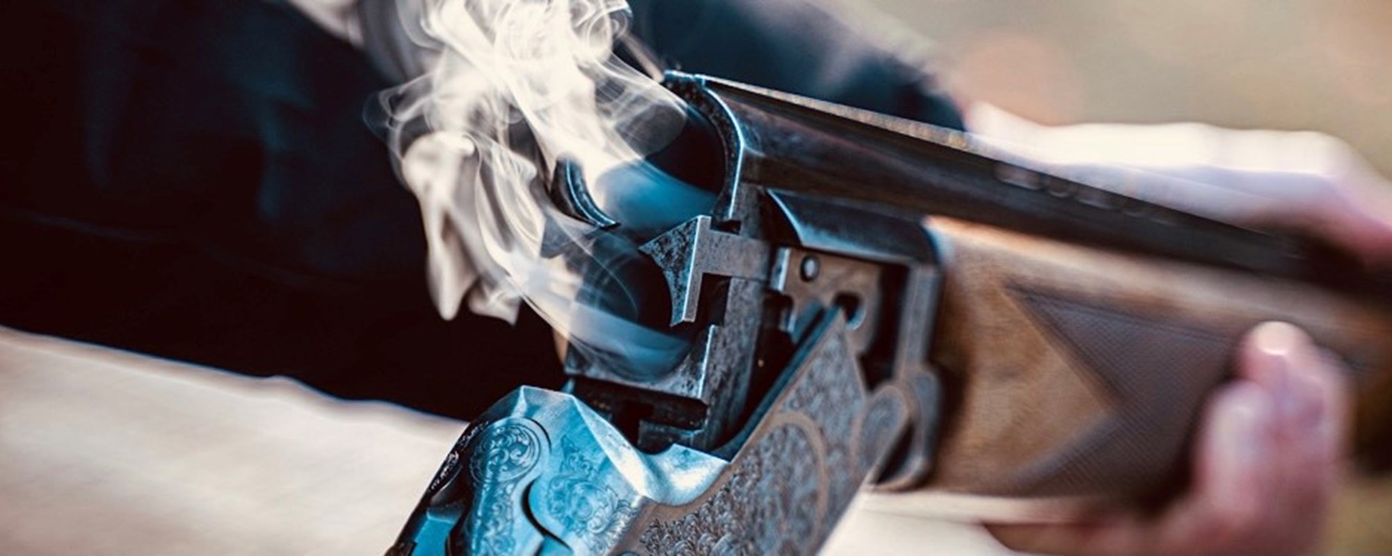 Closeup of a smoking shotgun